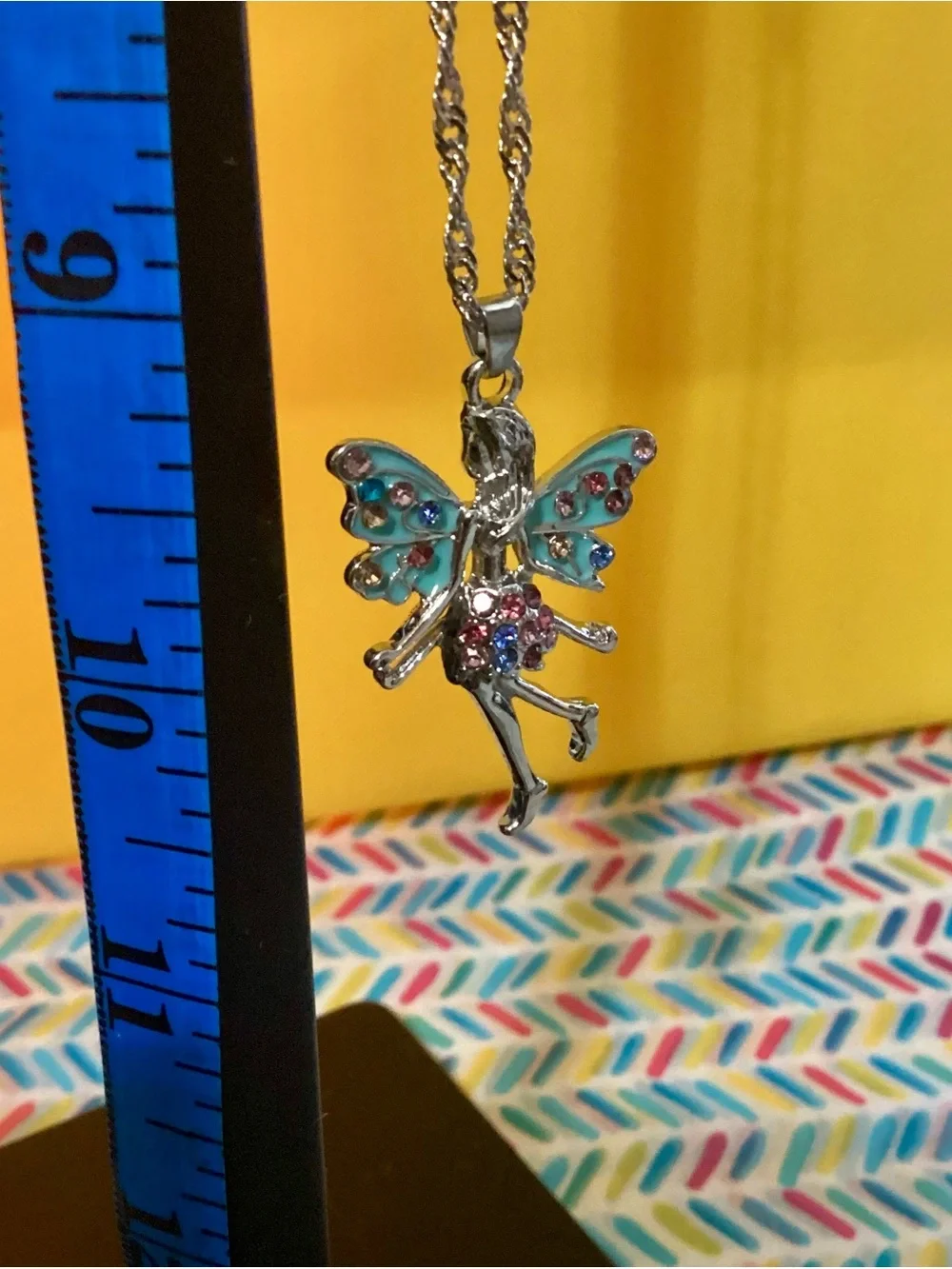 NWOT - Silver Fairy Pendant Necklace w/Turquoise & Pink Accents--Brand New!